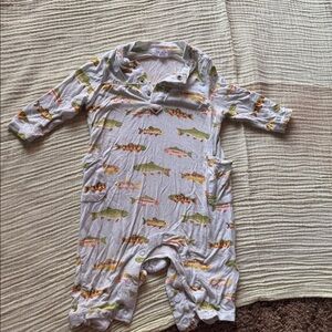 Fish Print Baby Romper angel dear 0-3 M